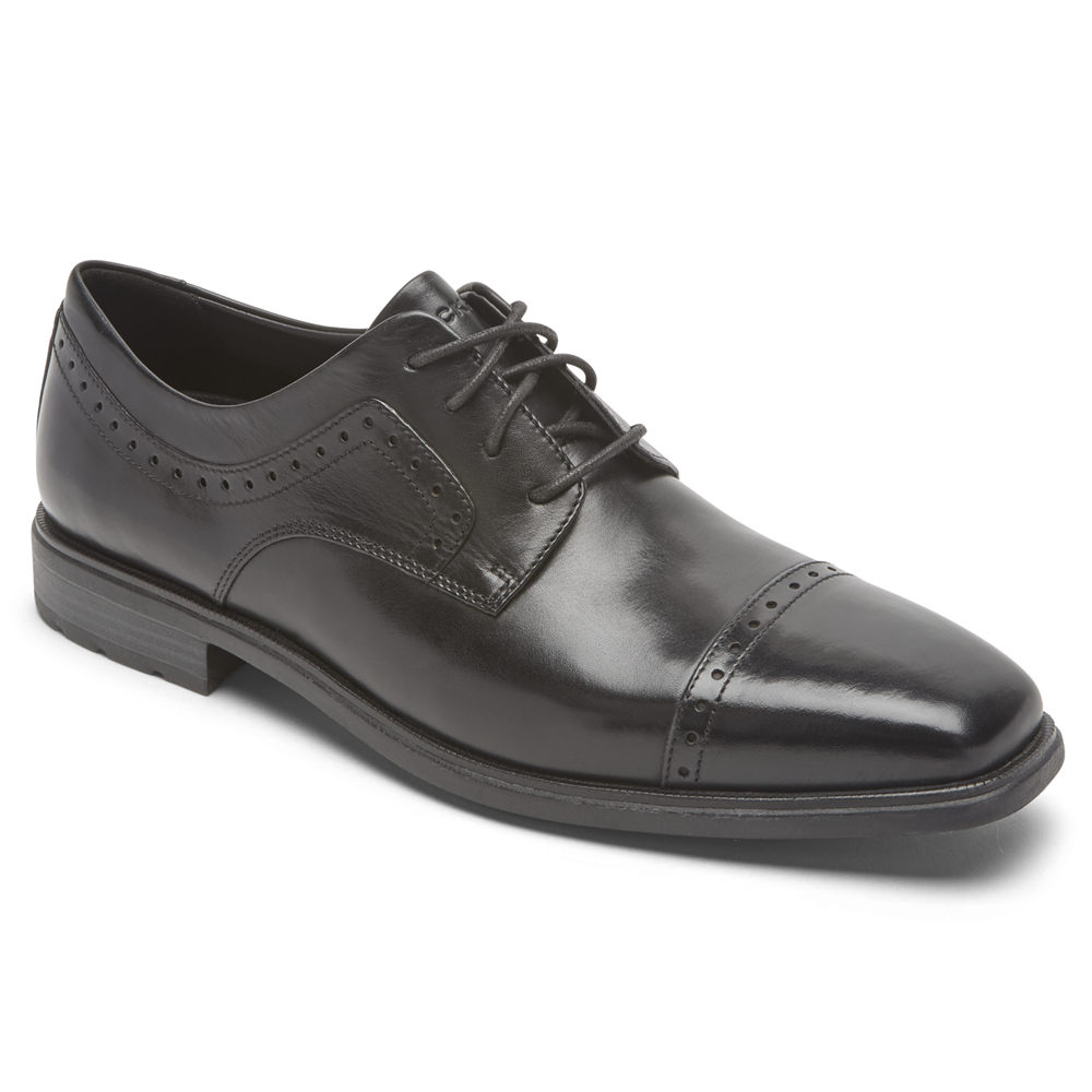 Rockport Mens Oxfords Black - Farrow Cap Toe - UK 218-DMKBZH